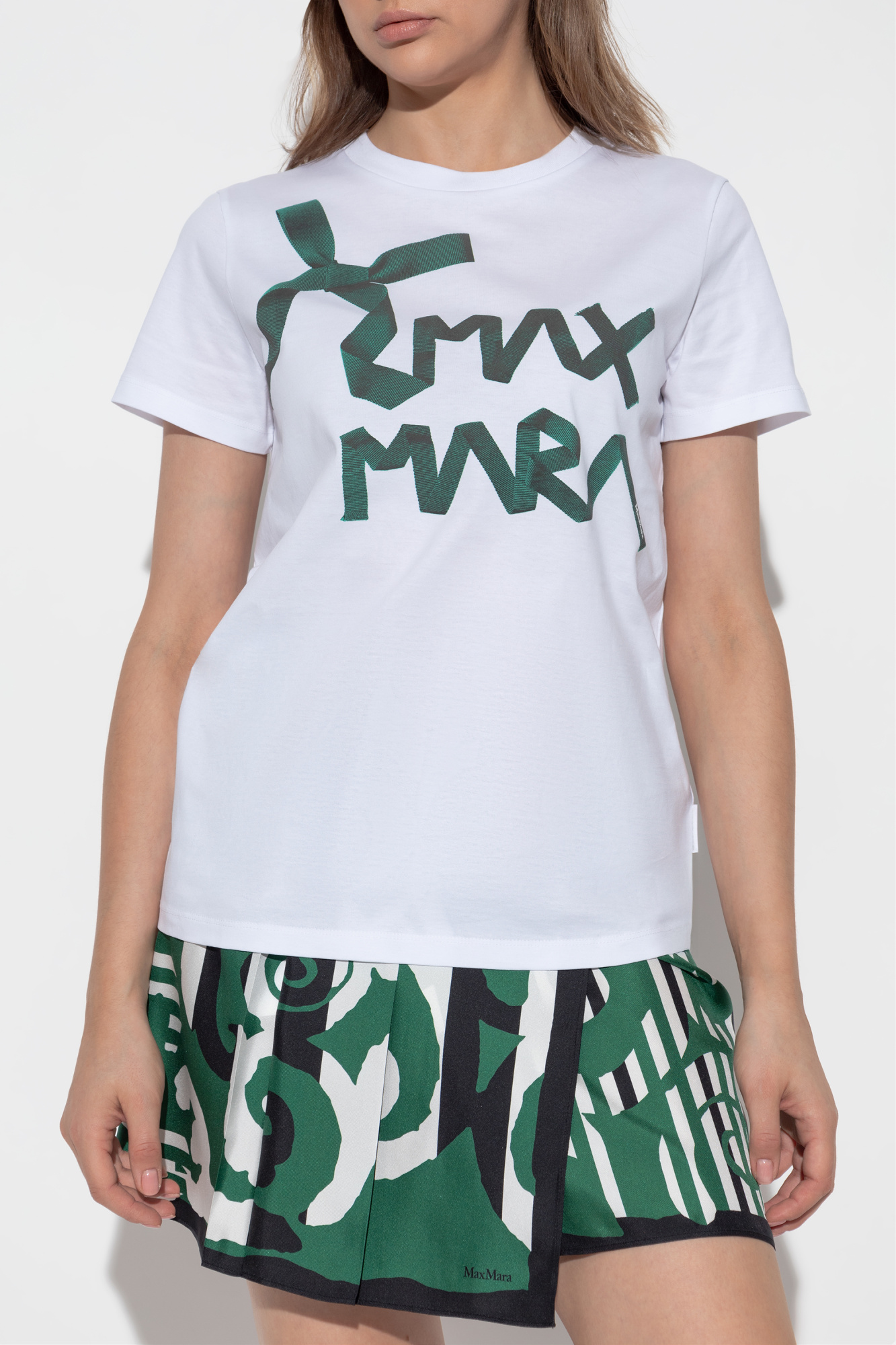 MAXMARA カルチョクルネックTシャツ CALCIO2521946061 010 White T-shirt 